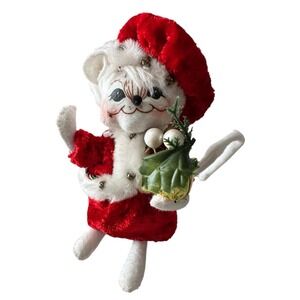 NWT Annalee 75th Anniversary 6" Crushed Velour Mrs. Mouse 2010 Christmas Present